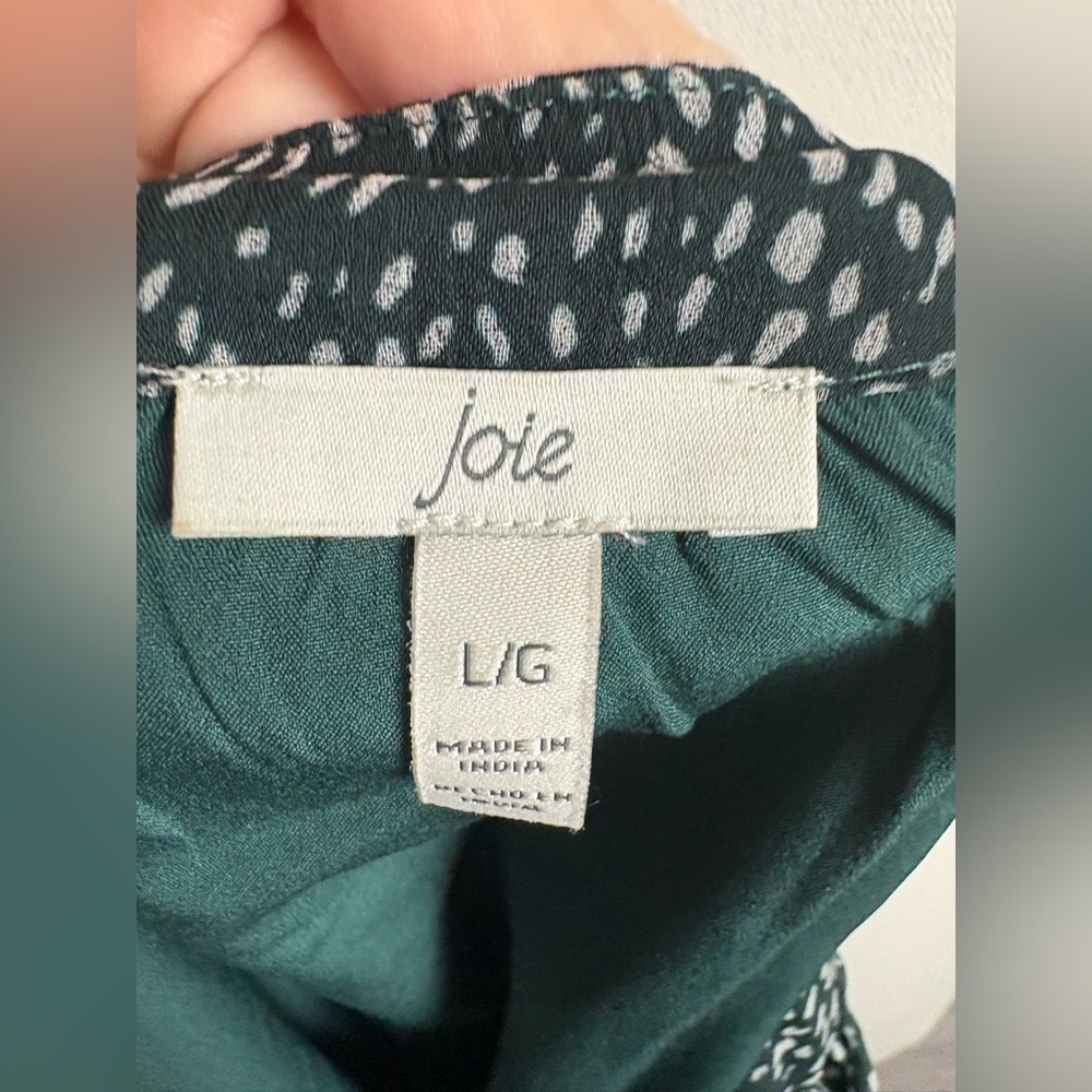 JOIE Green & White Arctic Animal Print Chiffon Balloon Sleeve Dress size Large - Picture 8 of 8